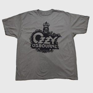 Ozzy Osbourne Mens Ozzy Osbourne Crown Skull Logo Gray Shirt New Large